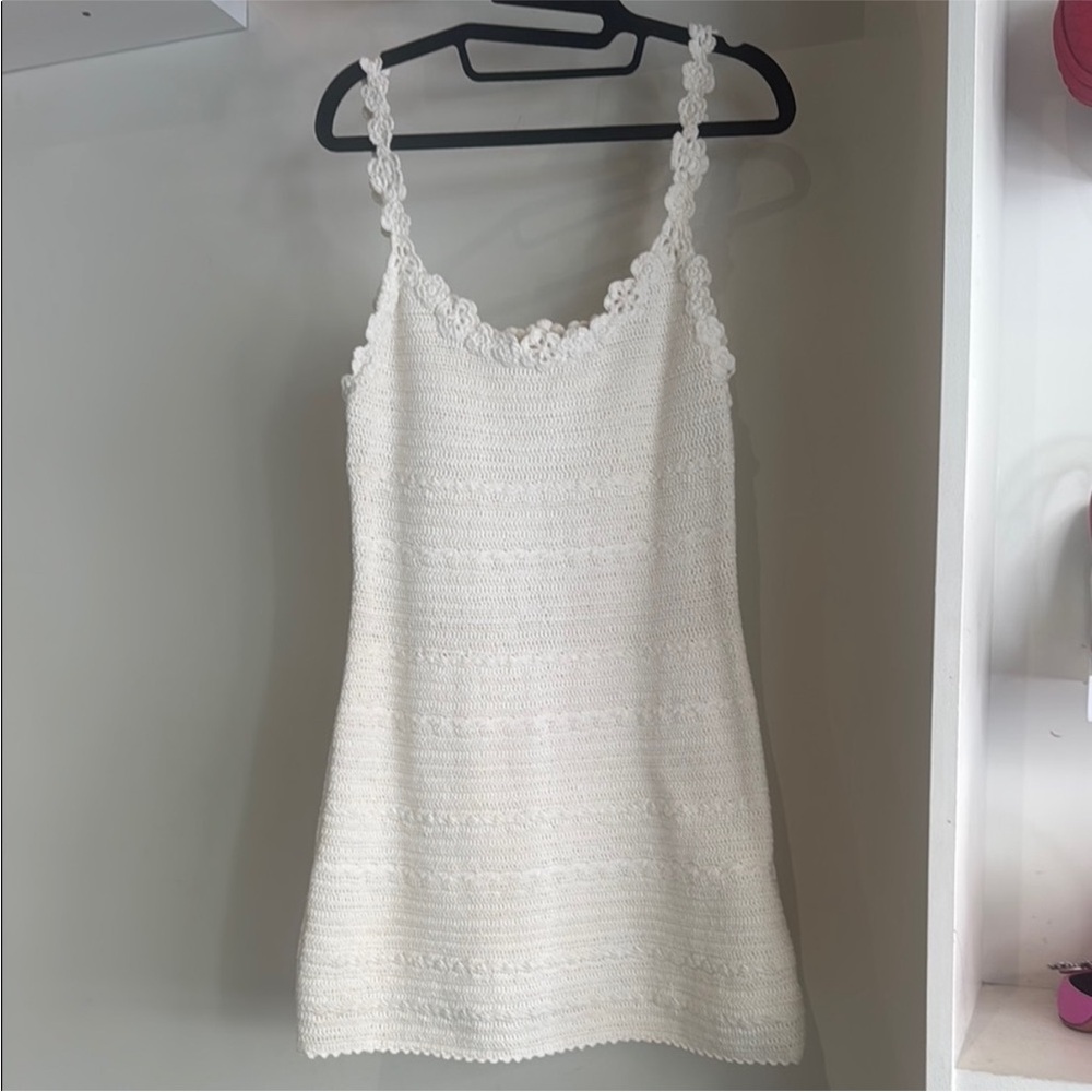 Doen Heirloom White Crochet Mini Dress M